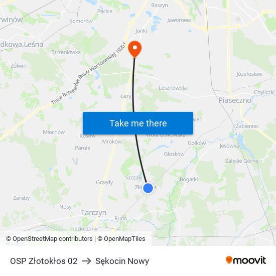 OSP Złotokłos 02 to Sękocin Nowy map