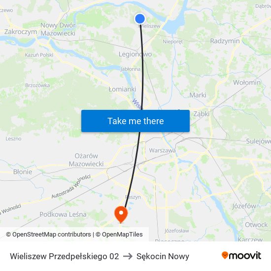 Wieliszew Przedpełskiego 02 to Sękocin Nowy map