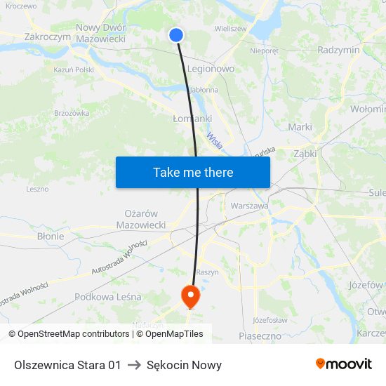 Olszewnica Stara 01 to Sękocin Nowy map