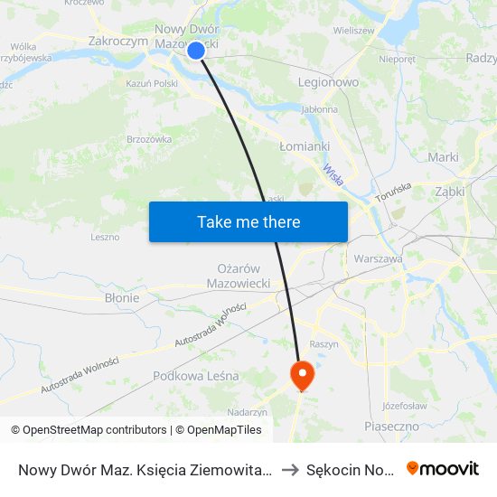 Nowy Dwór Maz. Księcia Ziemowita 02 to Sękocin Nowy map