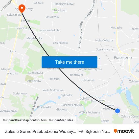 Zalesie Górne Przebudzenia Wiosny 01 to Sękocin Nowy map