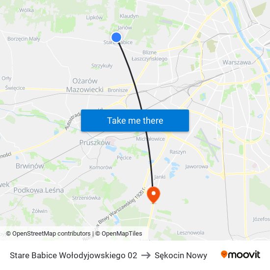 Stare Babice Wołodyjowskiego 02 to Sękocin Nowy map