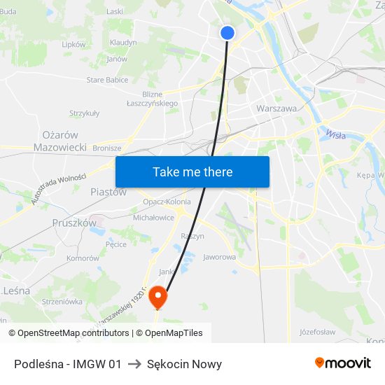 Podleśna-Imgw to Sękocin Nowy map