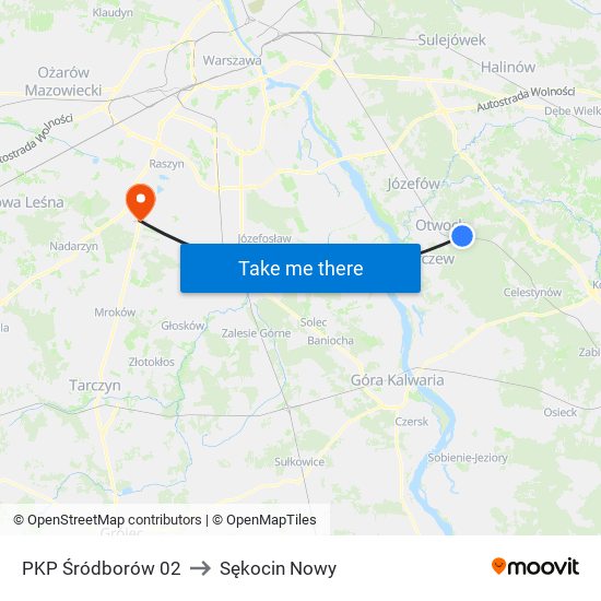 PKP Śródborów 02 to Sękocin Nowy map