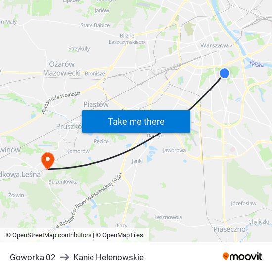 Goworka to Kanie Helenowskie map