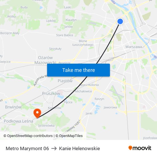 Metro Marymont to Kanie Helenowskie map