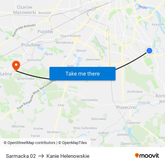 Sarmacka to Kanie Helenowskie map