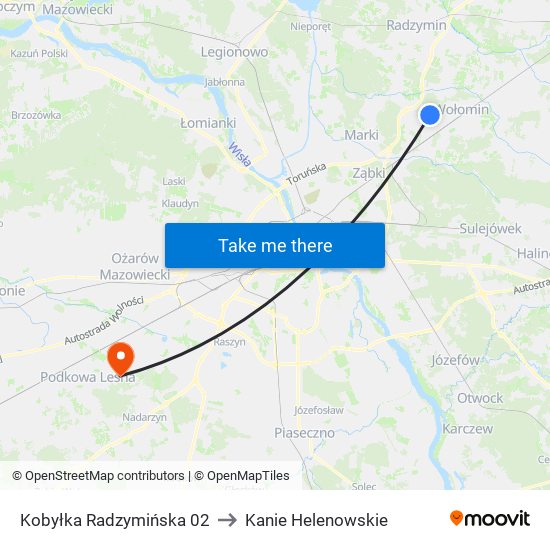 Kobyłka Radzymińska to Kanie Helenowskie map