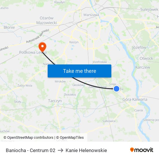 Baniocha - Centrum 02 to Kanie Helenowskie map
