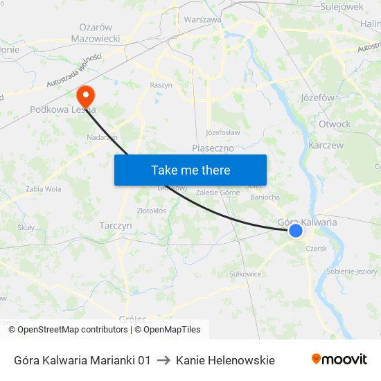 Góra Kalwaria Marianki to Kanie Helenowskie map