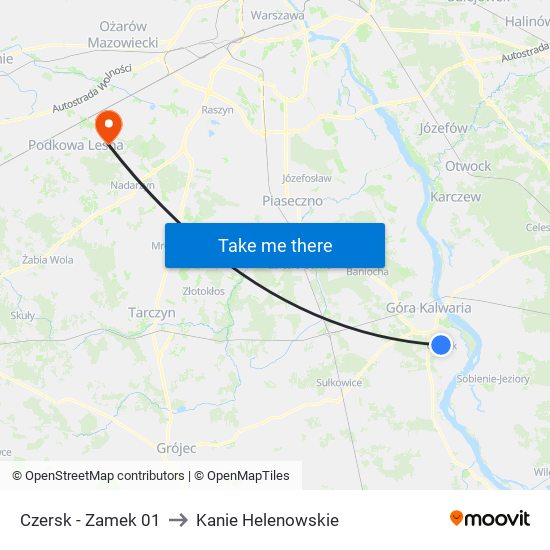 Czersk - Zamek 01 to Kanie Helenowskie map