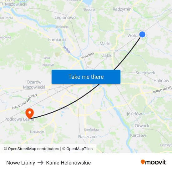 Nowe Lipiny to Kanie Helenowskie map