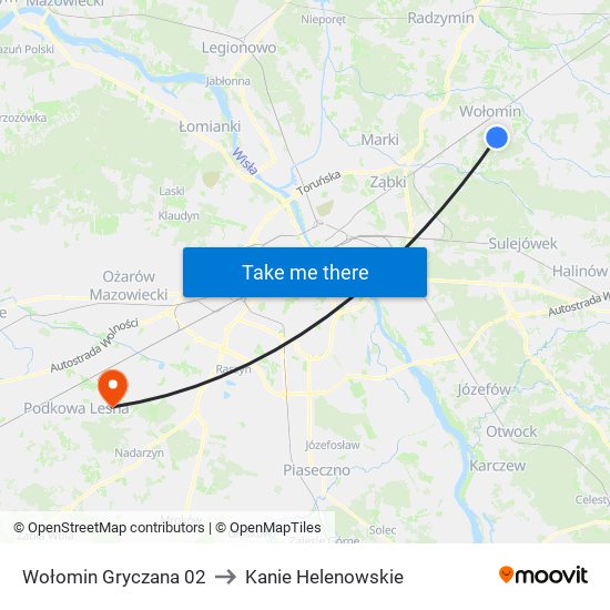 Wołomin Gryczana 02 to Kanie Helenowskie map