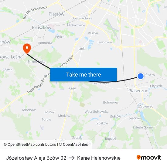 Józefosław Aleja Bzów 02 to Kanie Helenowskie map