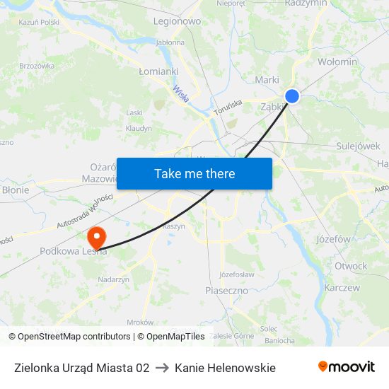 Zielonka Urząd Miasta 02 to Kanie Helenowskie map