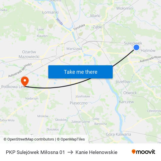 PKP Sulejówek Miłosna 01 to Kanie Helenowskie map