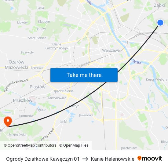 Ogrody Działkowe Kawęczyn 01 to Kanie Helenowskie map