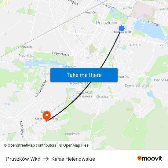 Pruszków WKD to Kanie Helenowskie map