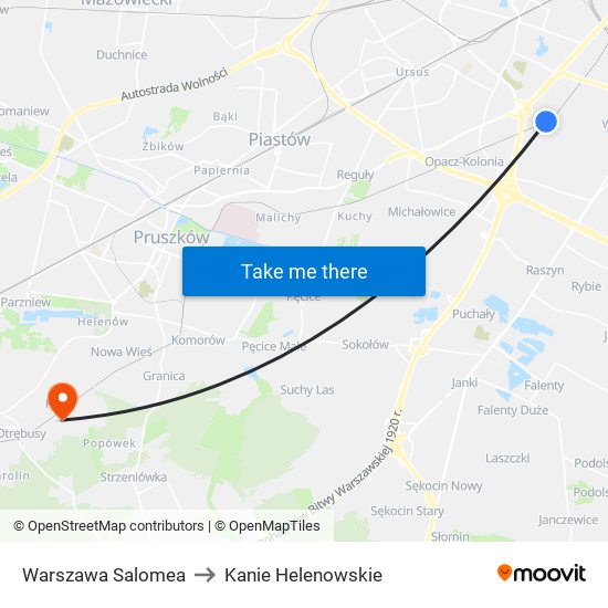 Warszawa Salomea to Kanie Helenowskie map