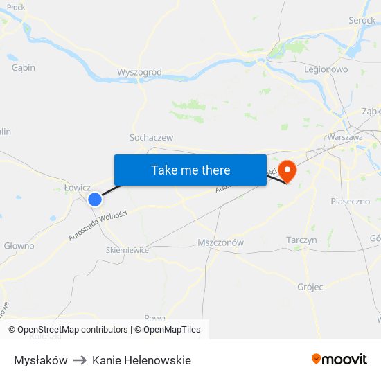 Mysłaków to Kanie Helenowskie map