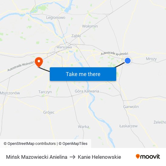 Mińsk Mazowiecki Anielina to Kanie Helenowskie map