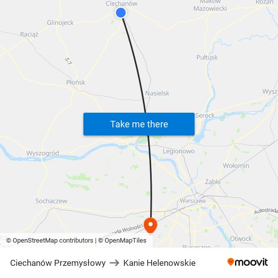 Ciechanów Przemysłowy to Kanie Helenowskie map