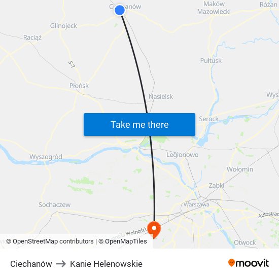 Ciechanów to Kanie Helenowskie map