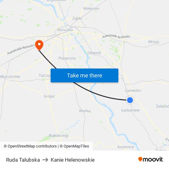 Ruda Talubska to Kanie Helenowskie map