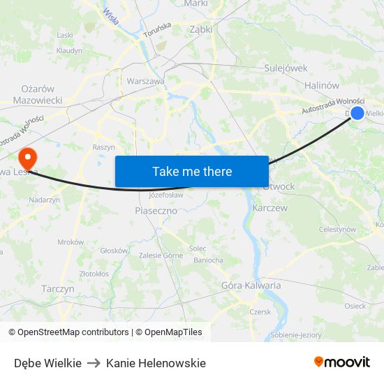 Dębe Wielkie to Kanie Helenowskie map