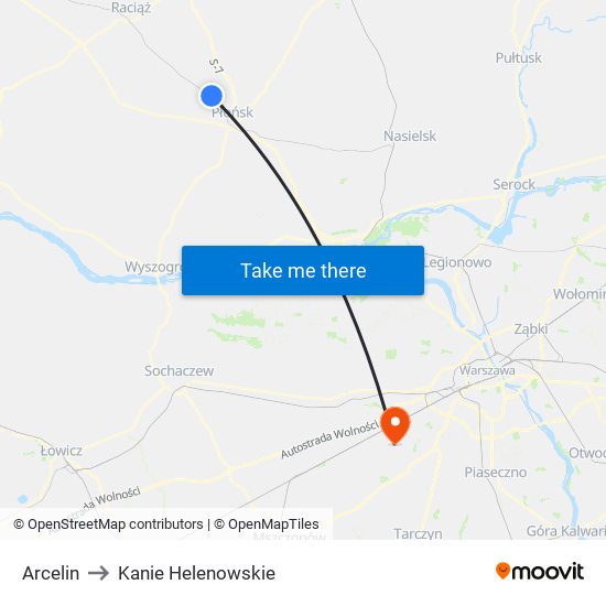 Arcelin to Kanie Helenowskie map