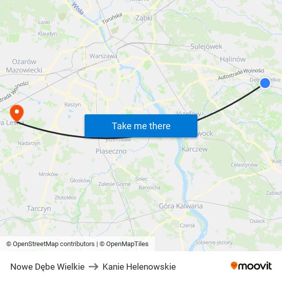 Nowe Dębe Wielkie to Kanie Helenowskie map