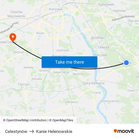 Celestynów to Kanie Helenowskie map