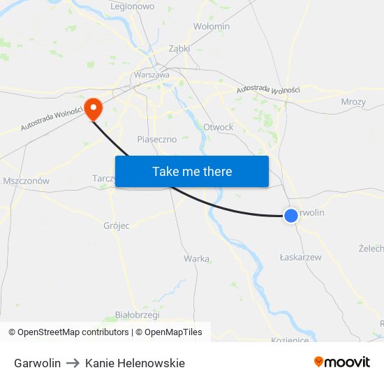 Garwolin to Kanie Helenowskie map