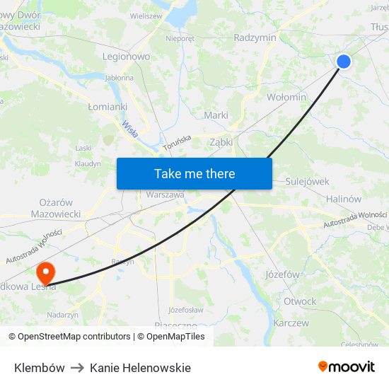 Klembów to Kanie Helenowskie map