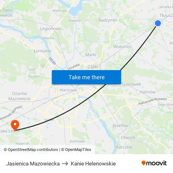 Jasienica Mazowiecka to Kanie Helenowskie map