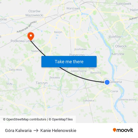 Góra Kalwaria to Kanie Helenowskie map