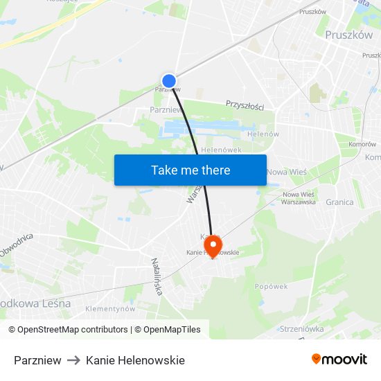 Parzniew to Kanie Helenowskie map