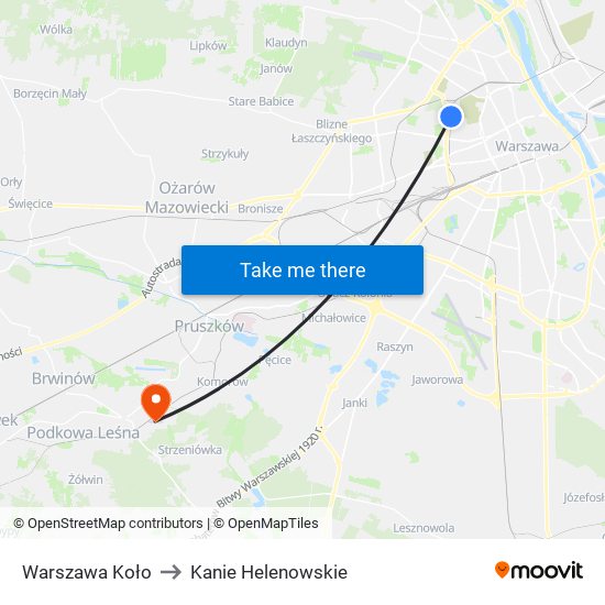 Warszawa Koło to Kanie Helenowskie map