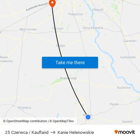 25 Czerwca / Kaufland to Kanie Helenowskie map