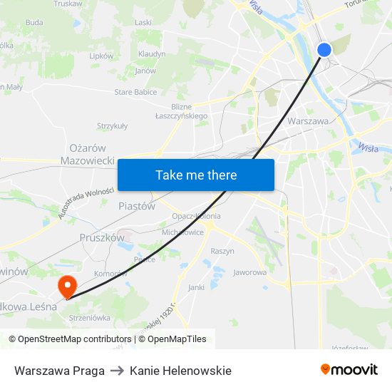 Warszawa Praga to Kanie Helenowskie map