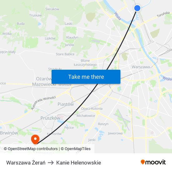 Warszawa Żerań to Kanie Helenowskie map