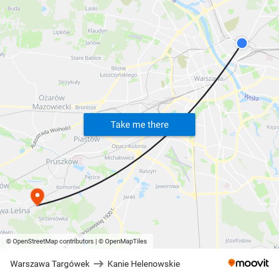 Warszawa Targówek to Kanie Helenowskie map