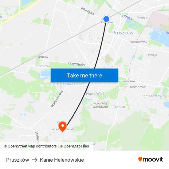 Pruszków to Kanie Helenowskie map