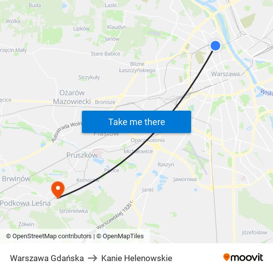 Warszawa Gdańska to Kanie Helenowskie map