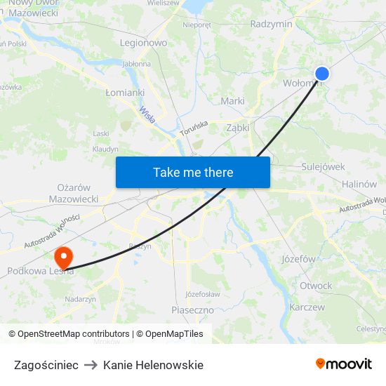 Zagościniec to Kanie Helenowskie map