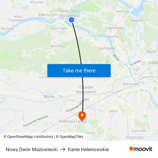 Nowy Dwór Mazowiecki to Kanie Helenowskie map