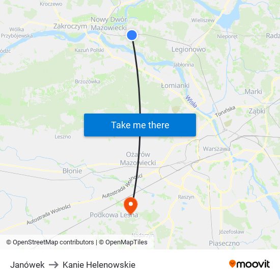 Janówek to Kanie Helenowskie map