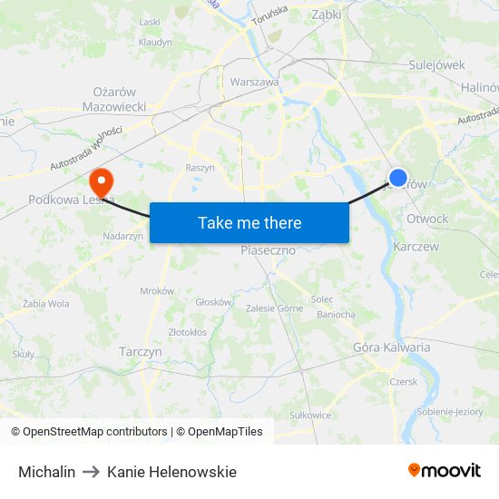 Michalin to Kanie Helenowskie map