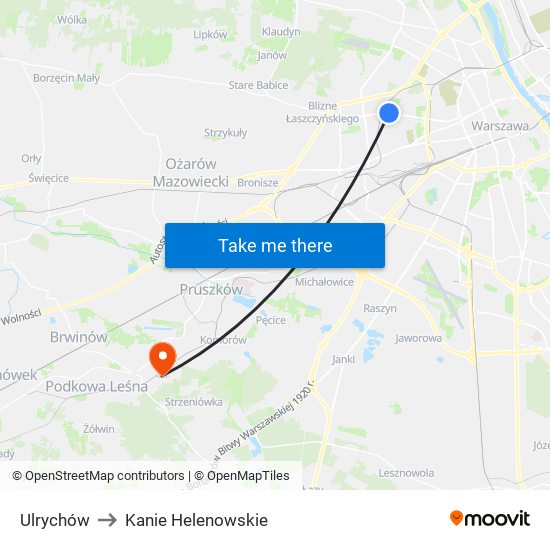 Ulrychów to Kanie Helenowskie map