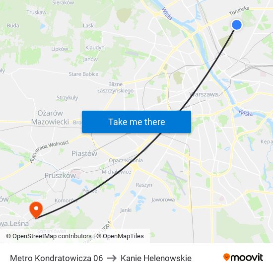 Metro Kondratowicza 06 to Kanie Helenowskie map